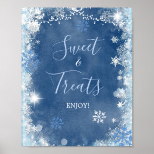 White Blue Winter Snowflake Bridal Sweet Leckereie Poster