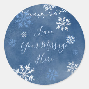 White Blue Winter Snowflake Liebe Hier Ihre Nachri Runder Aufkleber