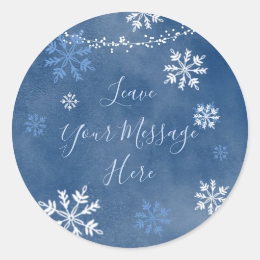White Blue Winter Snowflake Liebe Hier Ihre Nachri Runder Aufkleber (Vorderseite)