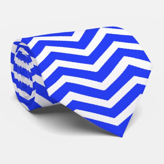 White Blue Zig Zag - Krawatte (Gerollt)
