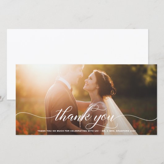 White Blüh Script Wedding Vielen Dank Dankeskarte (Vorne/Hinten)