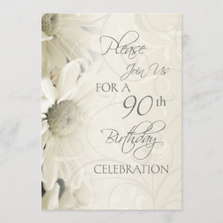 White Blume 90. Geburtstagsparty Einladungen