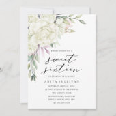 White Blume Bouquet 16 . Geburtstag 16 Geburtstag Einladung (Vorderseite)