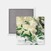 White Blume Bouquet Speichern Sie das Date Magnet (Vorderseite/Rückseite)
