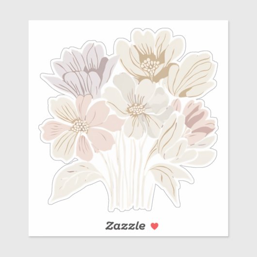 White Blume Bouquet Sticker (Blatt)