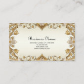 White Blume Decorative Gold Business Card Visitenkarte (Rückseite)