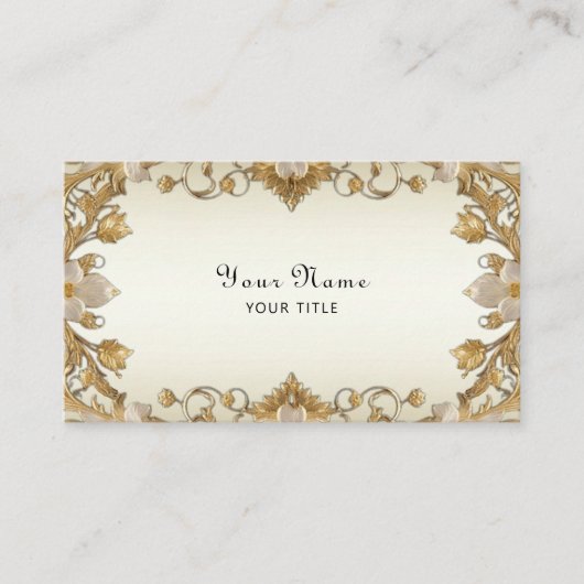 White Blume Decorative Gold Business Card Visitenkarte (Vorderseite)