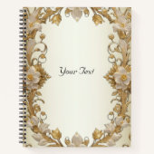 White Blume Decorative Gold Notebook Notizblock (Vorderseite)