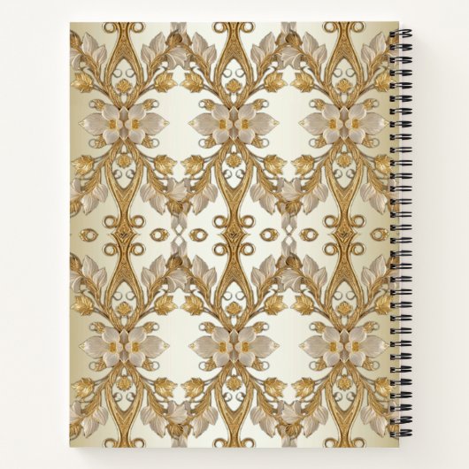 White Blume Decorative Gold Notebook Notizblock (Rückseite)