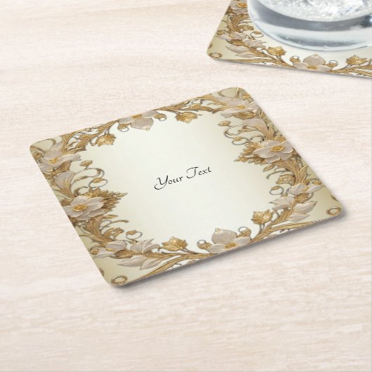 White Blume Decorative Gold Paper Untersetzer (angewinkelt)