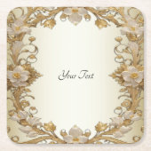 White Blume Decorative Gold Paper Untersetzer (Vorderseite)