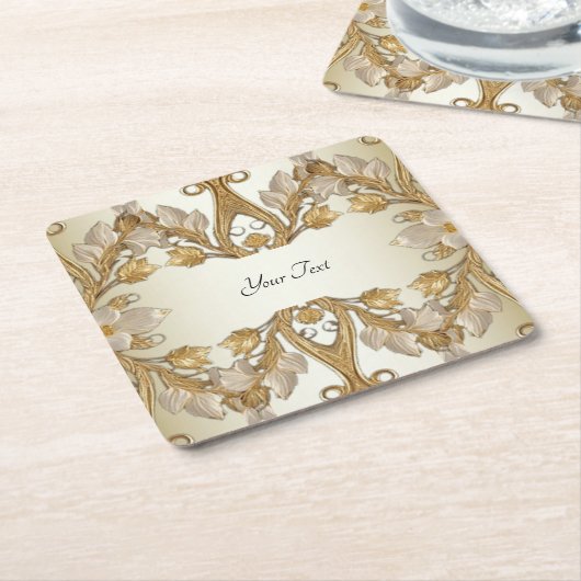 White Blume Decorative Gold Paper Untersetzer (angewinkelt)
