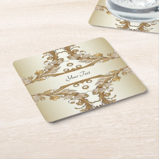 White Blume Decorative Gold Paper Untersetzer (angewinkelt)