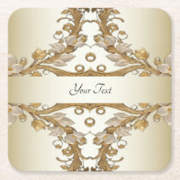 White Blume Decorative Gold Paper Untersetzer