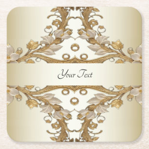 White Blume Decorative Gold Paper Untersetzer