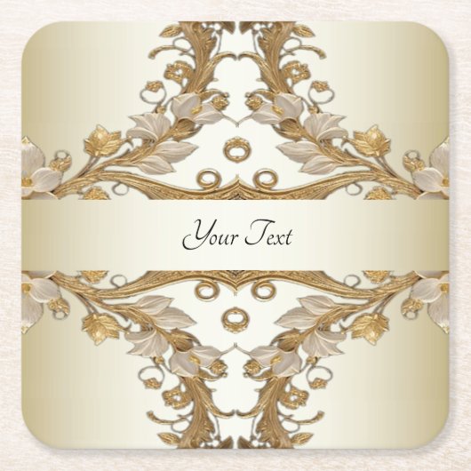 White Blume Decorative Gold Paper Untersetzer (Vorderseite)