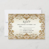 White Blume Decorative Gold RSVP Card (Vorderseite)