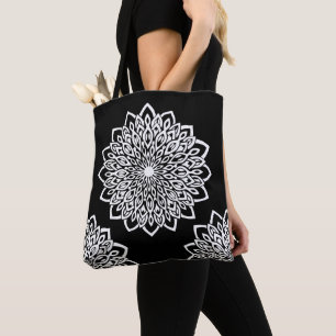 White Blume Design Abstrakt Mandala Tasche