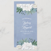 White Blume Dusty Blue Elegante Hochzeitsprogramme Programm (Vorne/Hinten)