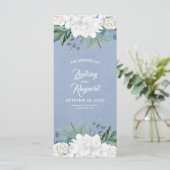 White Blume Dusty Blue Elegante Hochzeitsprogramme Programm (Stehend Vorderseite)