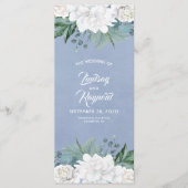 White Blume Dusty Blue Elegante Hochzeitsprogramme Programm (Vorderseite)