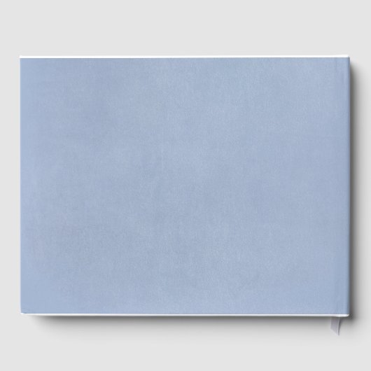 White Blume Dusty Blue Wedding Gästebuch (Rückseite)