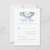 White Blume Dusty Blue Wedding RSVP (Vorderseite)