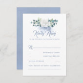 White Blume Dusty Blue Wedding RSVP (Vorne/Hinten)