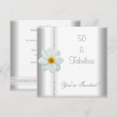 White Blume Fantastische 50. Geburtstagsparty Einladung (Vorne/Hinten)