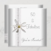 White Blume Fantastische 50. Geburtstagsparty Einladung (Vorne/Hinten)