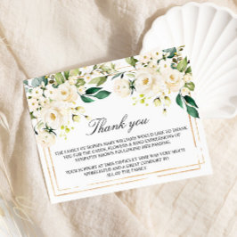 White Blume & Gold Beerdigung Vielen Dank Dankeskarte