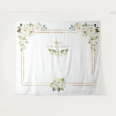 White Blume Gold Foto Stand !8. Geburtstag Wandteppich (Vorderseite (Horizontal))