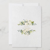 White Blume Gold Taufe 1. Geburtstag Party Einladung (Rückseite)