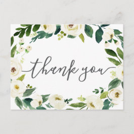 White Blume Green Wedding Danke Postcards Postkarte