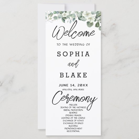 White Blume Greenerity White Wedding Programm (Vorderseite)