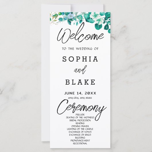 White Blume Greenerity White Wedding Programm (Vorderseite)