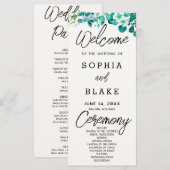 White Blume Greenery Off White Wedding Programm (Vorne/Hinten)