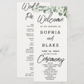White Blume Greenery Off White Wedding Programm (Vorne/Hinten)
