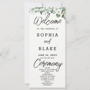 White Blume Greenery Off White Wedding Programm