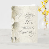 White Blume Happy 15 th Wedding Anniversary Card Karte (Gelbe Blume)