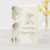 White Blume Happy 50 th Wedding Anniversary Card Karte (Gelbe Blume)