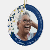 White Blume Memorial Blue Custom Foto Weihnachten Keramik Ornament (Links)