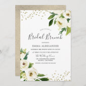 White Blume Modernes Brautparty Brunch einladen Einladung (Vorne/Hinten)