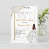 White Blume Quince Einladung auf Spanisch (Stehend Vorderseite)