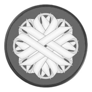 White Blume Ribbon von Kenneth Yoncich Eishockey Puck