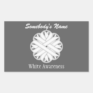 White Blume Ribbon von Kenneth Yoncich Rechteckiger Aufkleber