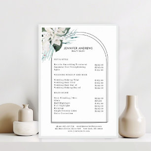 White Blume Salon Price List Poster