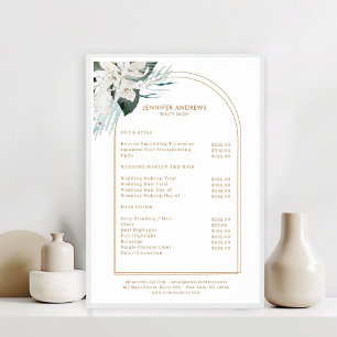 White Blume Salon Price List Poster