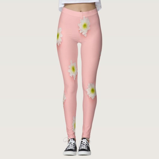 White Blume Trendy Leggings (Vorderseite)