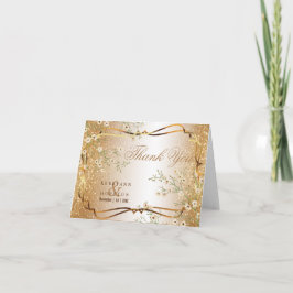 White Blume und Gold Glitzer - Vielen Dank Dankeskarte